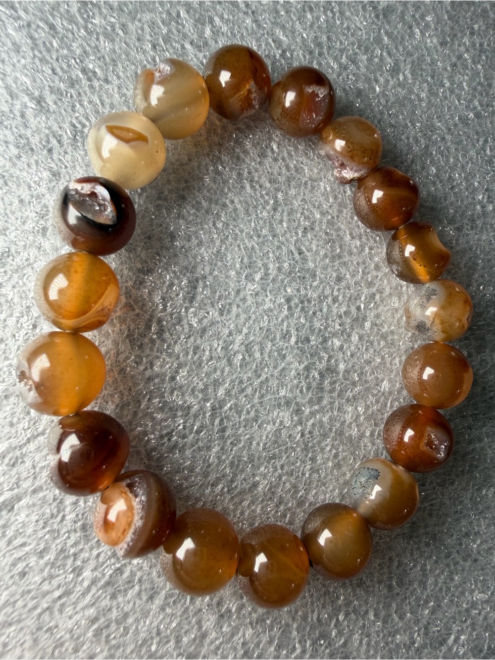Stunning 10MM Chocolate Druzy Agate Natural Crystal Bracelet